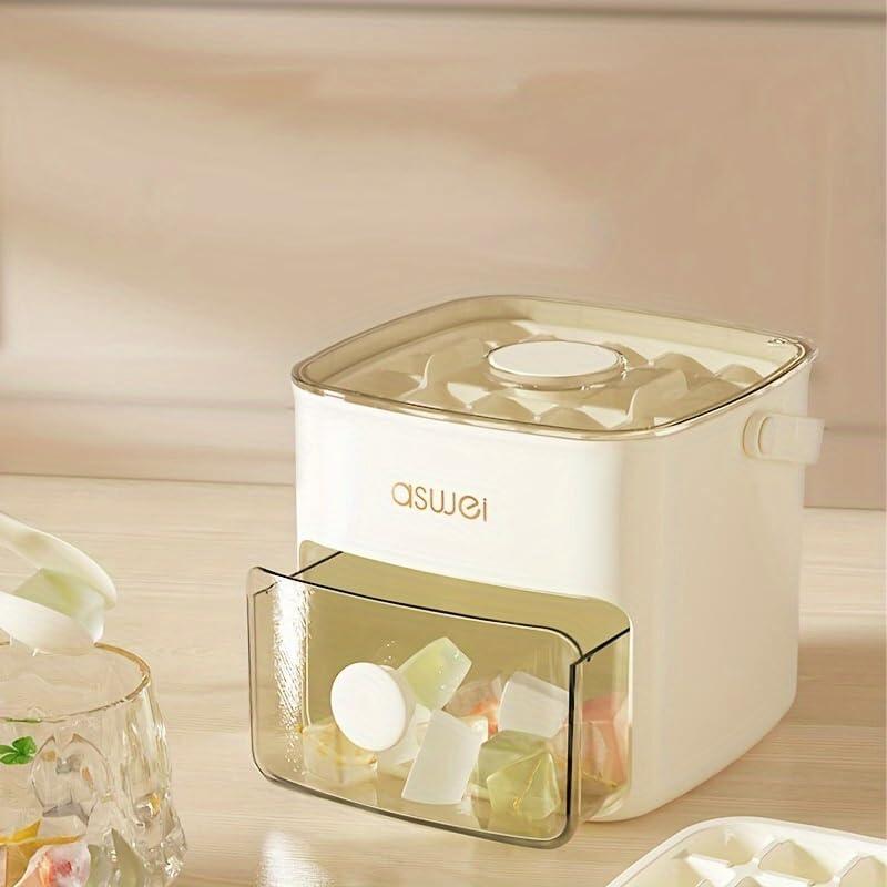 Máquina para Hacer Cubitos de Hielo 2 en 1 con Bandeja y Tapa – Práctica, Moderna y Eficiente