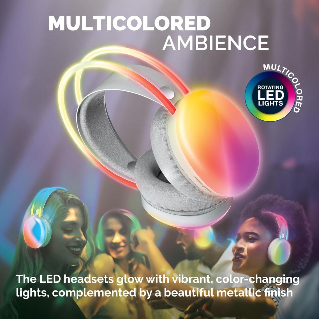 Brookstone Auriculares Inalámbricos con Luces LED Multicolor